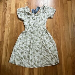 White and Green Flowered Dress